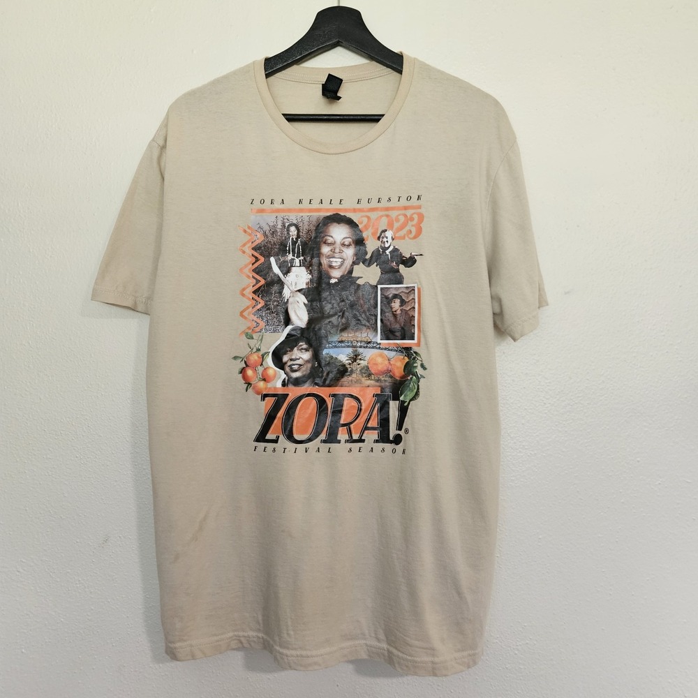 Zora Neale Hurston 2023 Festival T-Shirt Mens Large Tan Eatonville Florida Tee